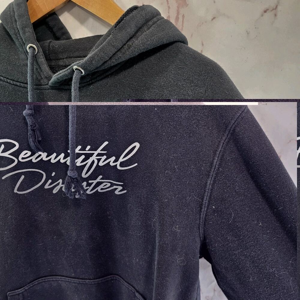 Beautiful Disaster Hoodie Women Large Black Pullover Sweatshirt Broken Imperfect - Picture 9 of 10